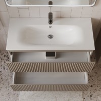 Тумба с раковиной для ванной MEBELVANN СИЦИЛИЯ 100см подвесная капучино