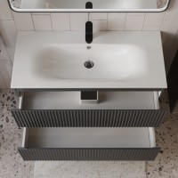 Тумба с раковиной для ванной MEBELVANN СИЦИЛИЯ 100см подвесная графит