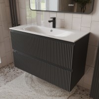 Тумба с раковиной для ванной MEBELVANN СИЦИЛИЯ 100см подвесная графит