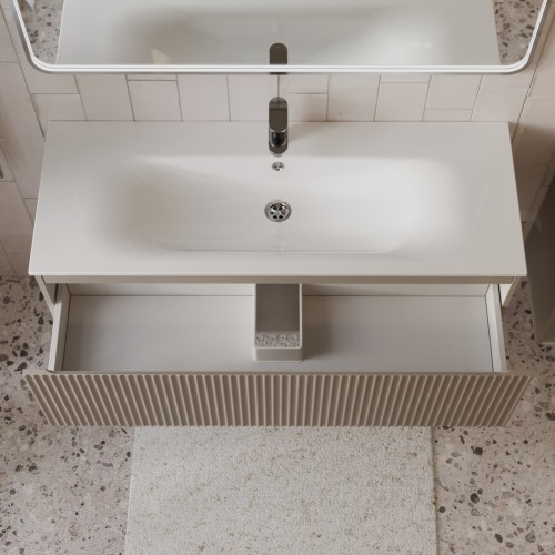 Тумба с раковиной для ванной MEBELVANN СИЦИЛИЯ 120см подвесная капучино