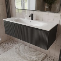 Тумба с раковиной для ванной MEBELVANN СИЦИЛИЯ 120см подвесная графит