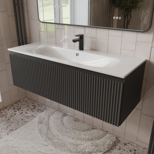 Тумба с раковиной для ванной MEBELVANN СИЦИЛИЯ 120см подвесная графит