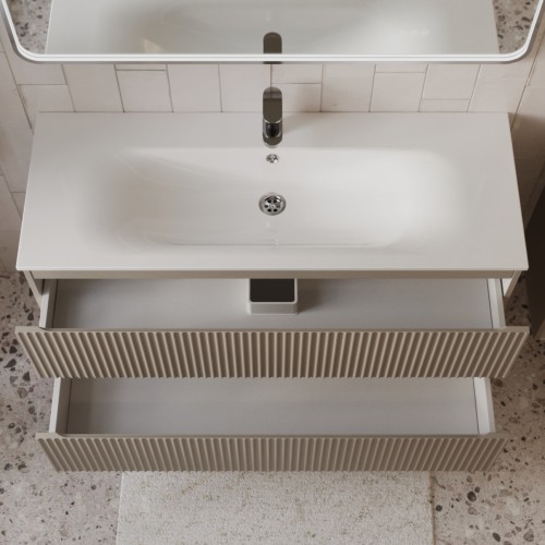 Тумба с раковиной для ванной MEBELVANN СИЦИЛИЯ 120см подвесная капучино