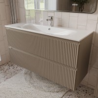 Тумба с раковиной для ванной MEBELVANN СИЦИЛИЯ 120см подвесная капучино