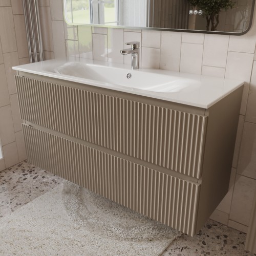 Тумба с раковиной для ванной MEBELVANN СИЦИЛИЯ 120см подвесная капучино