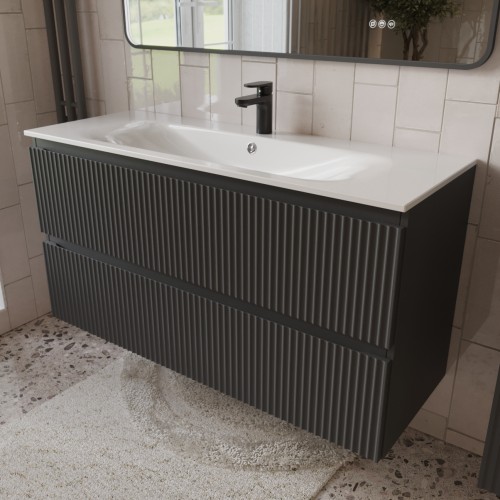 Тумба с раковиной для ванной MEBELVANN СИЦИЛИЯ 120см подвесная графит