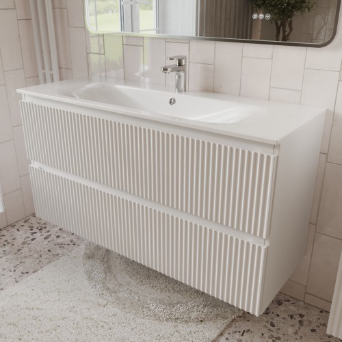 Тумба с раковиной для ванной MEBELVANN СИЦИЛИЯ 120см подвесная белая