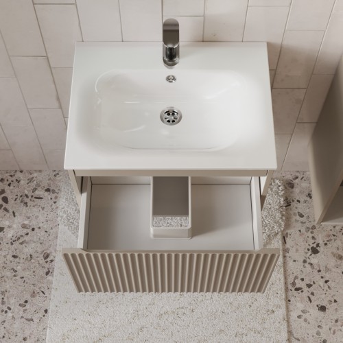 Тумба с раковиной для ванной MEBELVANN СИЦИЛИЯ 60см подвесная капучино