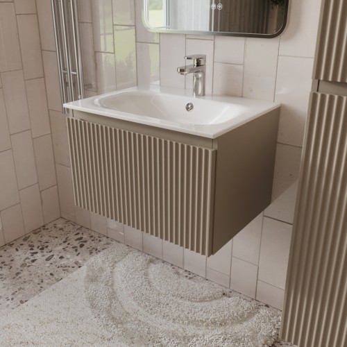 Тумба с раковиной для ванной MEBELVANN СИЦИЛИЯ 60см подвесная капучино