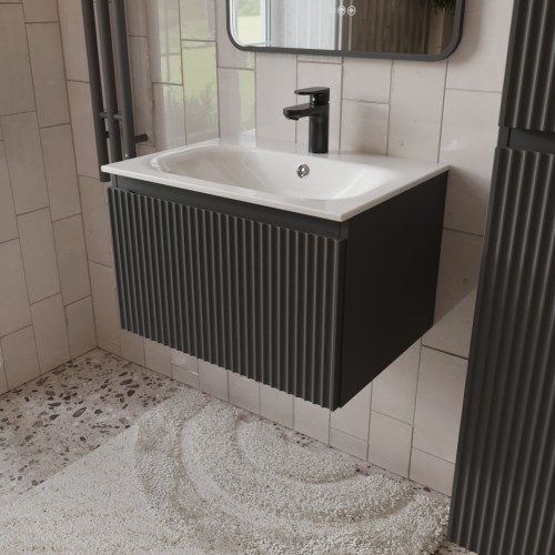 Тумба с раковиной для ванной MEBELVANN СИЦИЛИЯ 60см подвесная графит