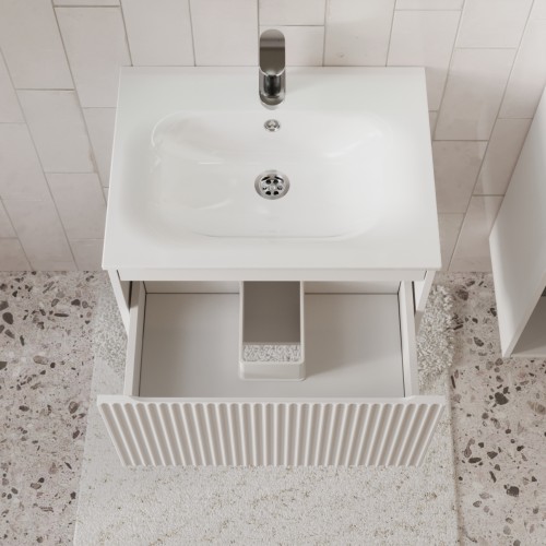 Тумба с раковиной для ванной MEBELVANN СИЦИЛИЯ 60см подвесная белая