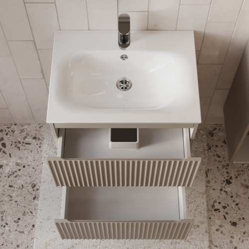 Тумба с раковиной для ванной MEBELVANN СИЦИЛИЯ 60см подвесная капучино