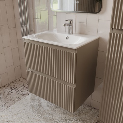 Тумба с раковиной для ванной MEBELVANN СИЦИЛИЯ 60см подвесная капучино