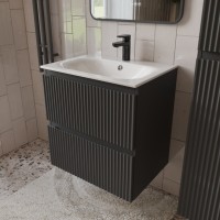 Тумба с раковиной для ванной MEBELVANN СИЦИЛИЯ 60см подвесная графит