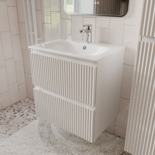 Тумба с раковиной для ванной MEBELVANN СИЦИЛИЯ 60см подвесная белая