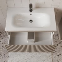 Тумба с раковиной для ванной MEBELVANN СИЦИЛИЯ 80см подвесная капучино