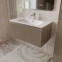 Тумба с раковиной для ванной MEBELVANN СИЦИЛИЯ 80см подвесная капучино