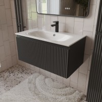 Тумба с раковиной для ванной MEBELVANN СИЦИЛИЯ 80см подвесная графит