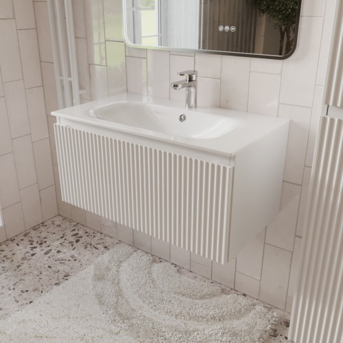 Тумба с раковиной для ванной MEBELVANN СИЦИЛИЯ 80см подвесная белая