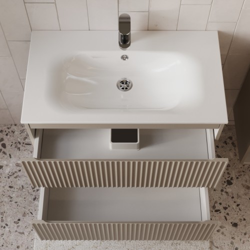 Тумба с раковиной для ванной MEBELVANN СИЦИЛИЯ 80см подвесная капучино