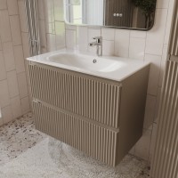 Тумба с раковиной для ванной MEBELVANN СИЦИЛИЯ 80см подвесная капучино