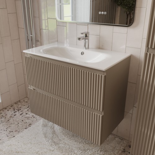 Тумба с раковиной для ванной MEBELVANN СИЦИЛИЯ 80см подвесная капучино