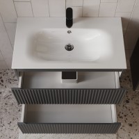 Тумба с раковиной для ванной MEBELVANN СИЦИЛИЯ 80см подвесная графит