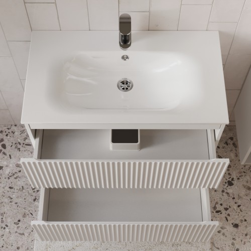 Тумба с раковиной для ванной MEBELVANN СИЦИЛИЯ 80см подвесная белая