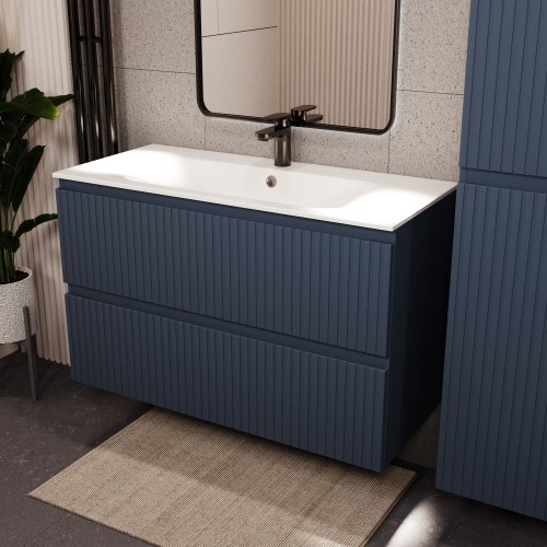 Тумба с раковиной для ванной MEBELVANN ВАТИКАН 100см подвесная серый шелк