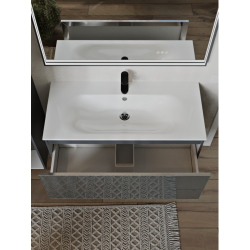 Тумба с раковиной для ванной MEBELVANN ВЕГА 100см подвесная графит