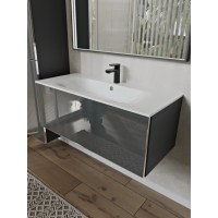 Тумба с раковиной для ванной MEBELVANN ВЕГА 100см подвесная графит