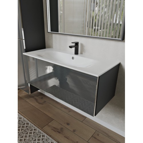 Тумба с раковиной для ванной MEBELVANN ВЕГА 100см подвесная графит