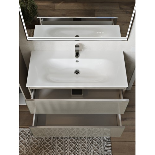 Тумба с раковиной для ванной MEBELVANN ВЕГА 100см подвесная капучино