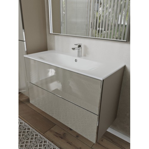 Тумба с раковиной для ванной MEBELVANN ВЕГА 100см подвесная капучино