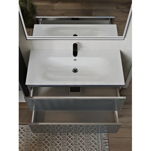 Тумба с раковиной для ванной MEBELVANN ВЕГА 100см подвесная графит