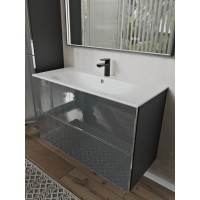 Тумба с раковиной для ванной MEBELVANN ВЕГА 100см подвесная графит