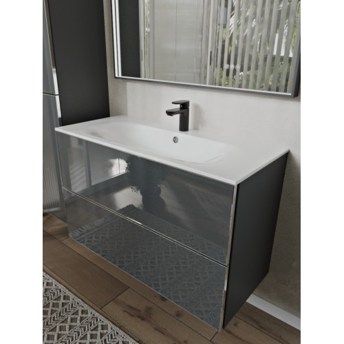 Тумба с раковиной для ванной MEBELVANN ВЕГА 100см подвесная графит