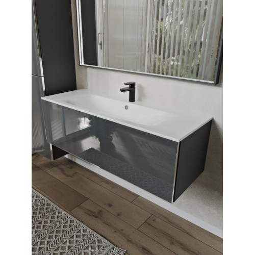 Тумба с раковиной для ванной MEBELVANN ВЕГА 120см подвесная графит