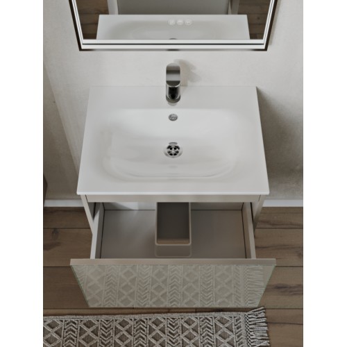 Тумба с раковиной для ванной MEBELVANN ВЕГА 60см подвесная капучино