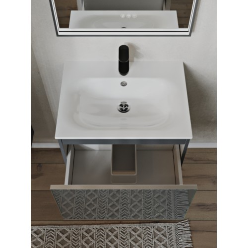 Тумба с раковиной для ванной MEBELVANN ВЕГА 60см подвесная графит