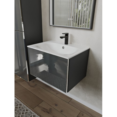 Тумба с раковиной для ванной MEBELVANN ВЕГА 60см подвесная графит