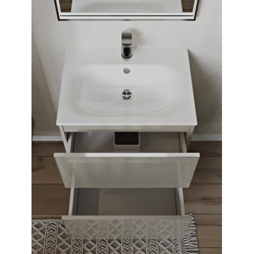 Тумба с раковиной для ванной MEBELVANN ВЕГА 60см подвесная капучино