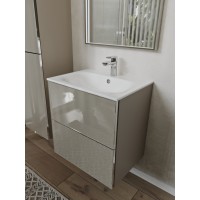 Тумба с раковиной для ванной MEBELVANN ВЕГА 60см подвесная капучино