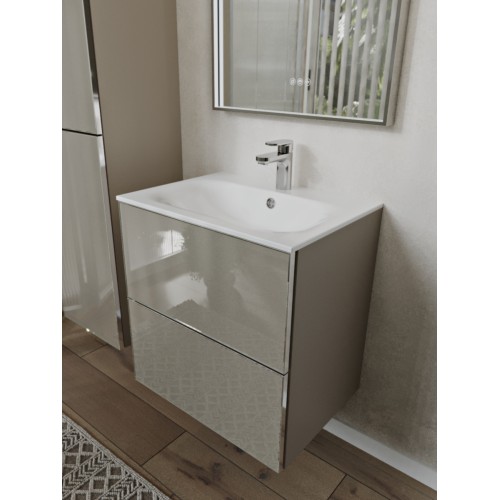 Тумба с раковиной для ванной MEBELVANN ВЕГА 60см подвесная капучино