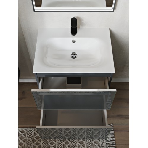 Тумба с раковиной для ванной MEBELVANN ВЕГА 60см подвесная графит