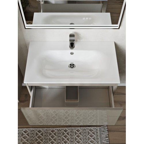 Тумба с раковиной для ванной MEBELVANN ВЕГА 80см подвесная капучино