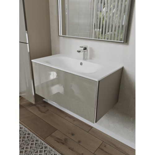 Тумба с раковиной для ванной MEBELVANN ВЕГА 80см подвесная капучино