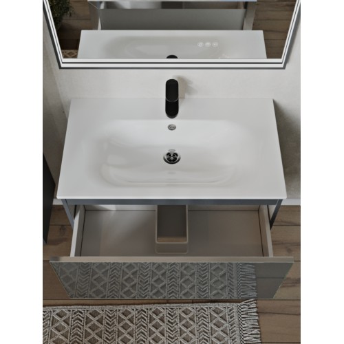 Тумба с раковиной для ванной MEBELVANN ВЕГА 80см подвесная графит