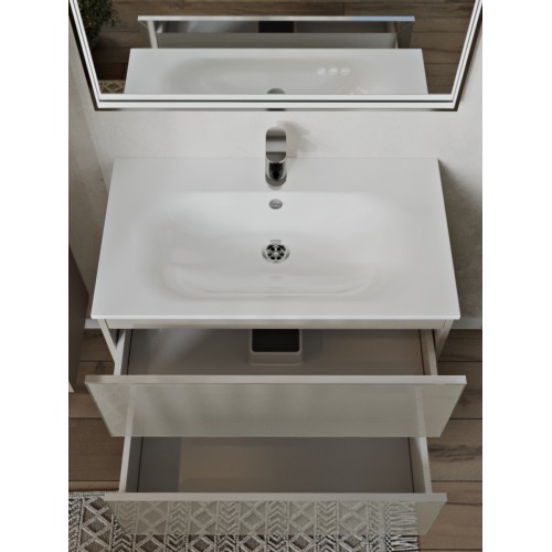 Тумба с раковиной для ванной MEBELVANN ВЕГА 80см подвесная капучино