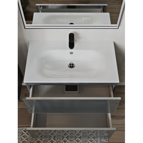 Тумба с раковиной для ванной MEBELVANN ВЕГА 80см подвесная графит